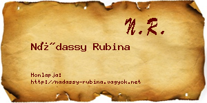 Nádassy Rubina névjegykártya